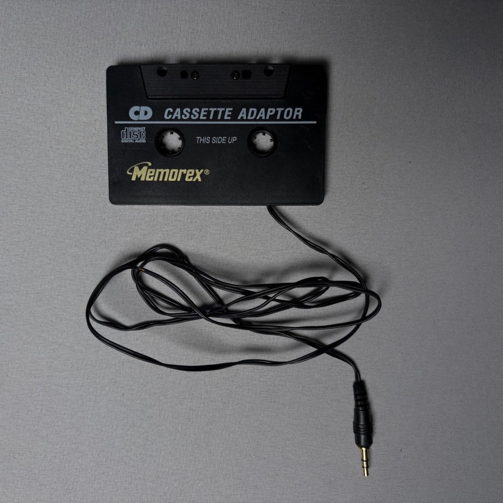 Untested Memorex CD Cassette Adaptor Black 3.5mm Aux Audio Tape Adapter Stereo